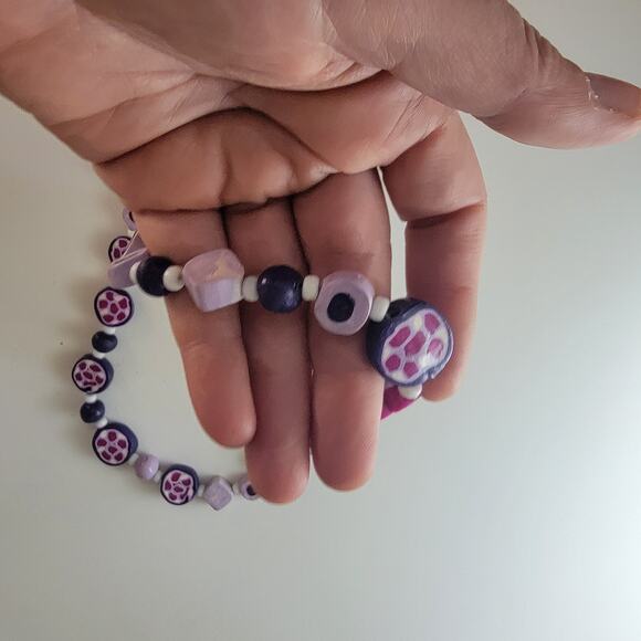 Vintage 1970s Bead Necklace 28 Inch Purple Pink Boho Jewelry - Picture 6 of 10